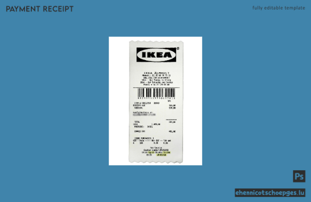 Beispielvorschau für einen Ikea-Zahlungsscheck